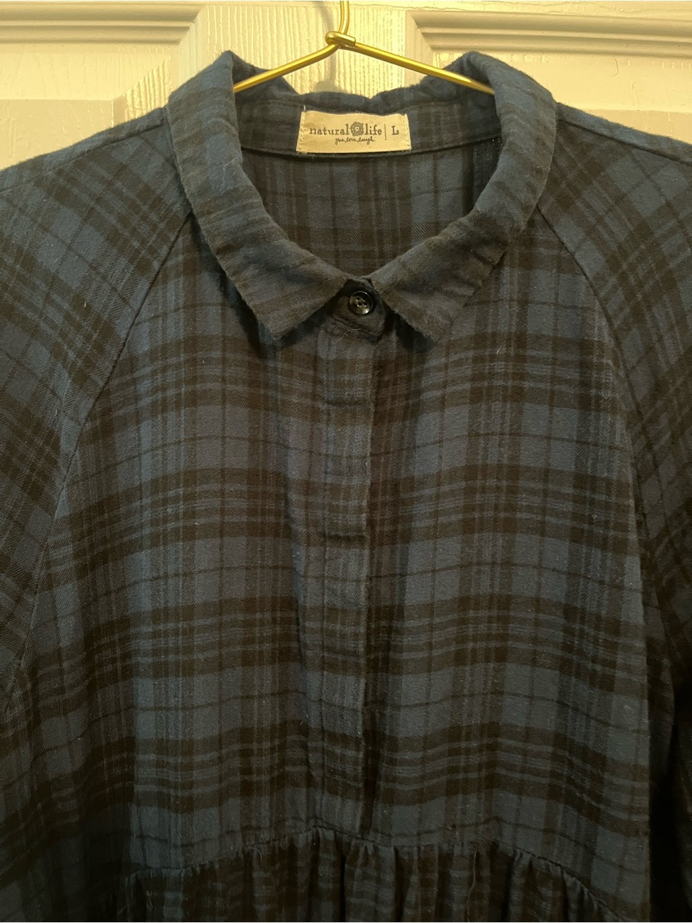 Natural Life Navy Plaid Tiered Maxi Dress – Size Large - Picture 4 of 9